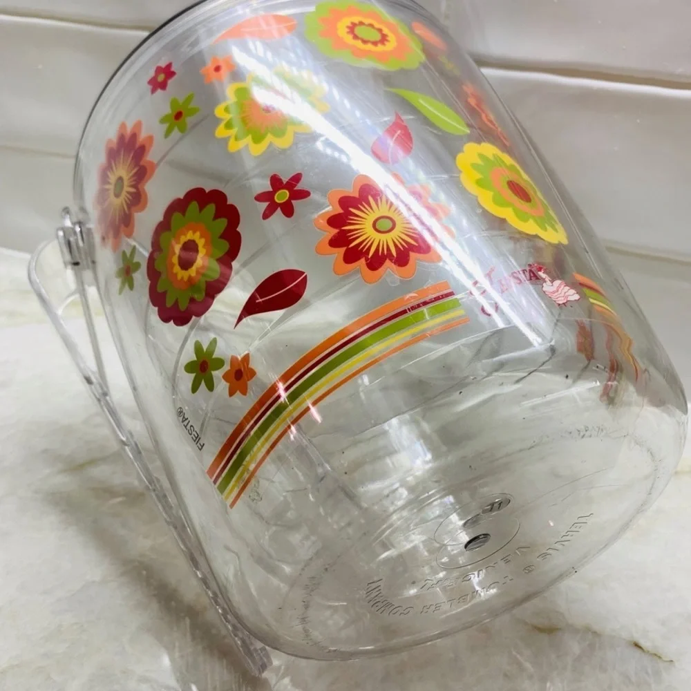 RARE FIESTA FIESTAWARE Ice Bucket Cooler with Lid flowers red orange yel…
